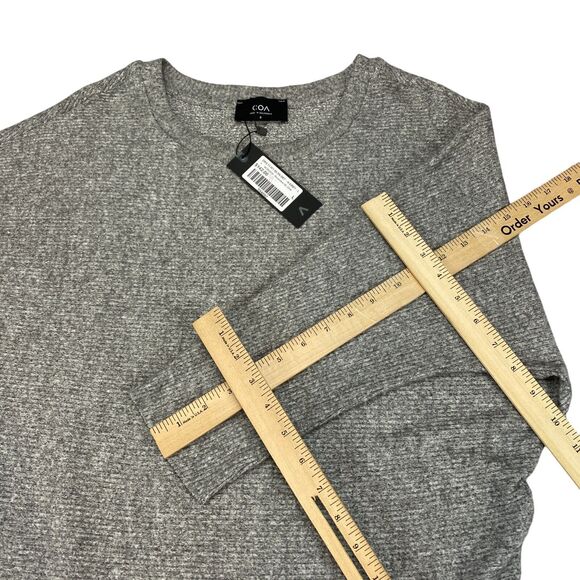 COA Sweater Dress Women's Large Gray Heather Knit Flowy Draped Hem Crew Neck - Picture 5 of 16